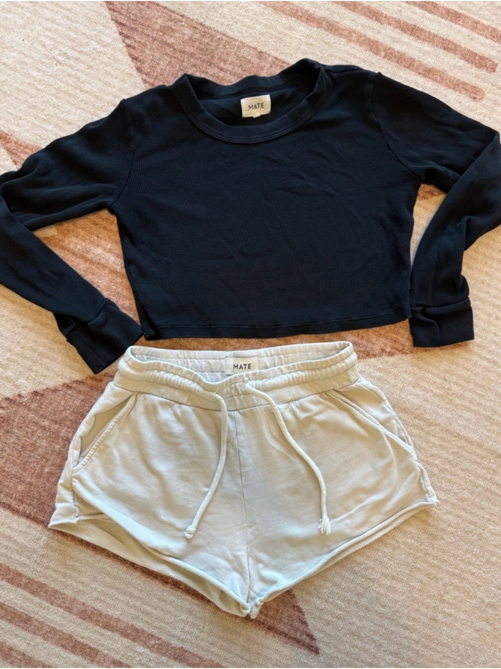MATE the Label Cream Drawstring Athletic Shorts